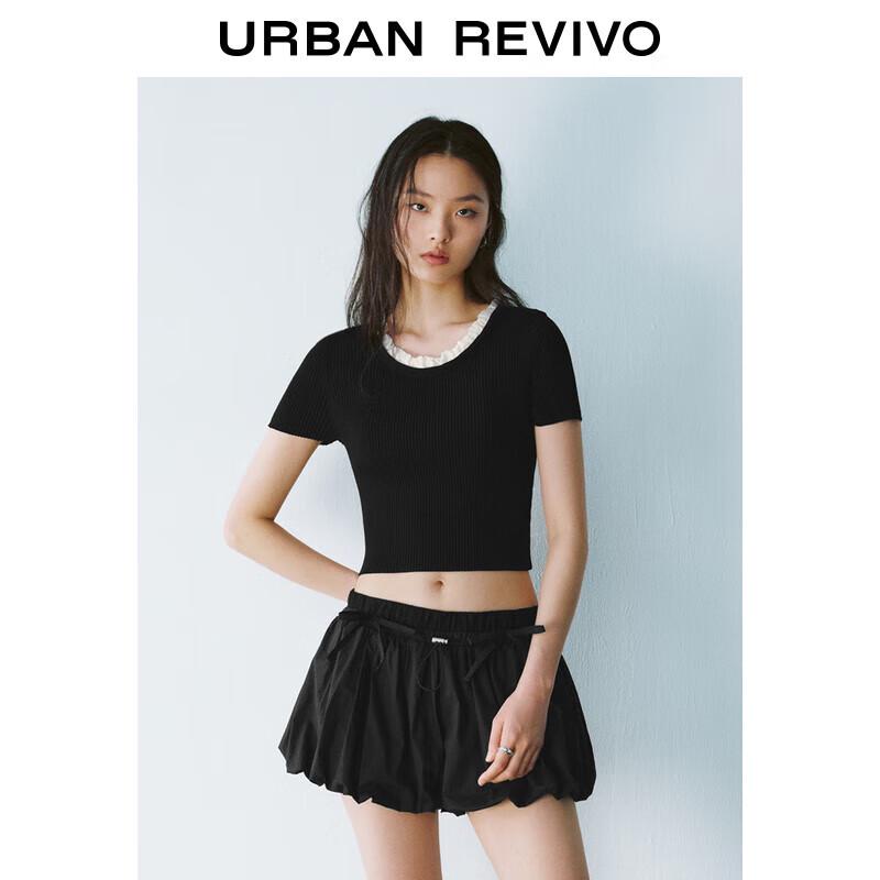 Женский повседневный трикотажный топ с короткими рукавами и оборками