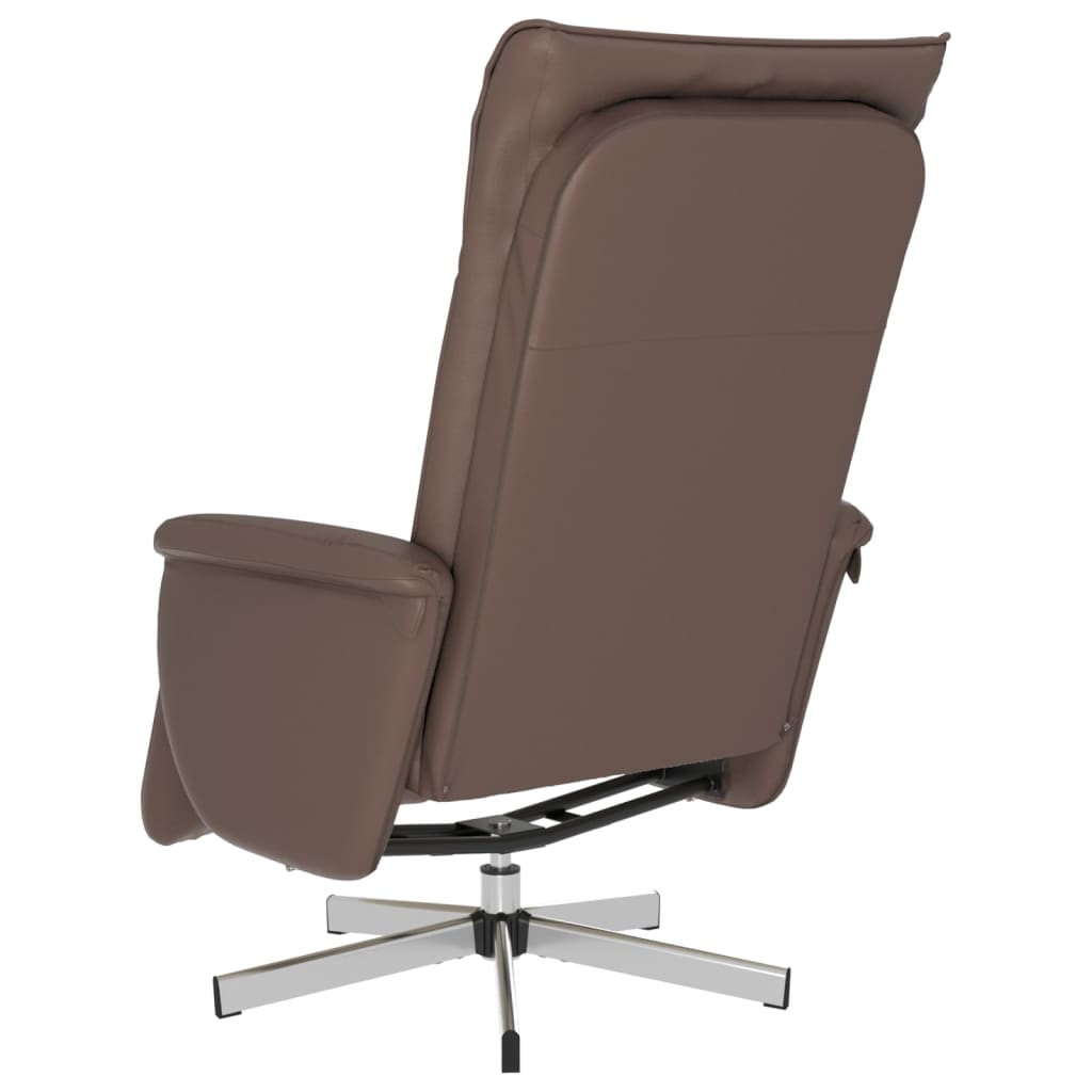Recliner with Footrest Brown PU Leather