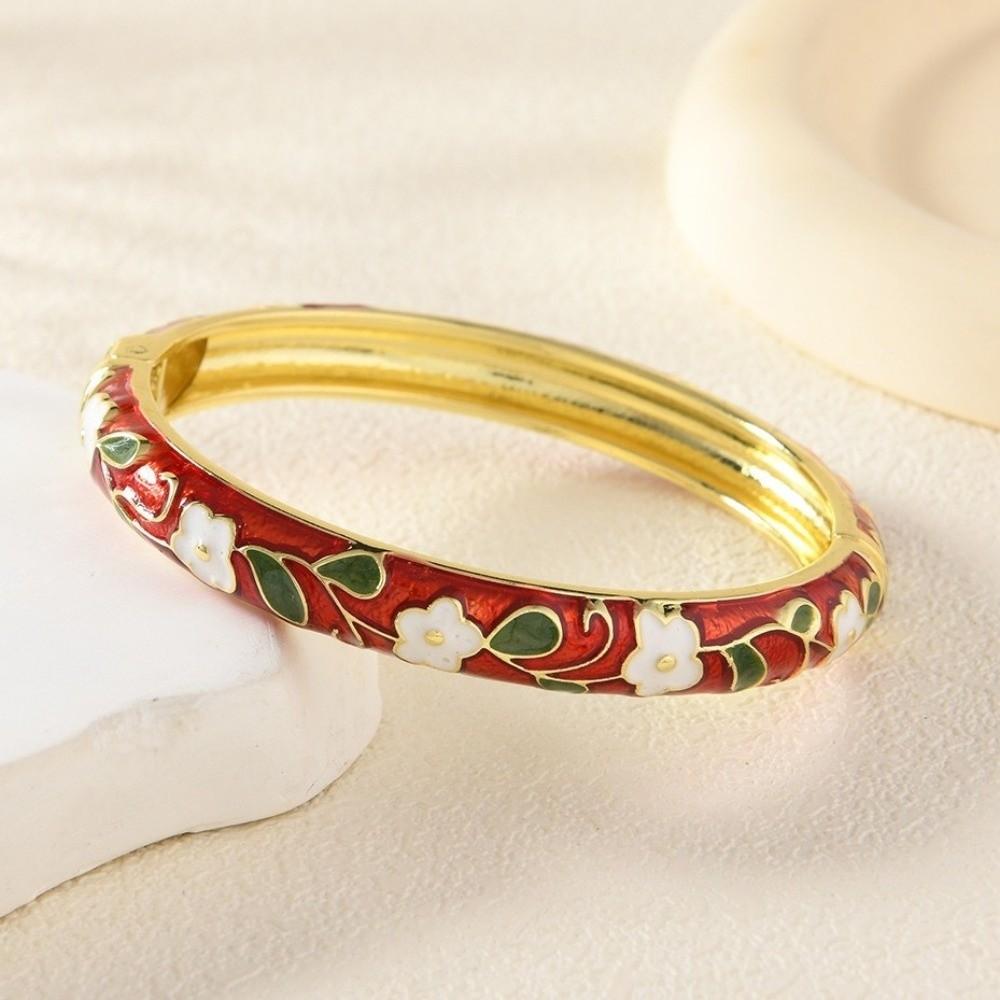 Floral Motifs Enamel Bracelet Zinc Zinc Zinc Alloy Dropped Glaze Bracelet  Traditional