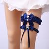2 шт./комплект свадебные подвязки темно-синие вышитые цветы сексуальные подвязки для женщин/женские свадебные кольца на бедро свадебные подвязки для ног