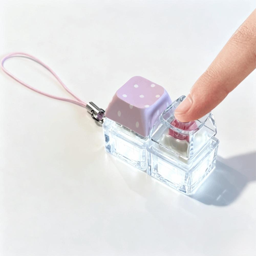 Push Button Keycap Fidget Keychain Light Up Finger Button Press Toy Keychain Kids