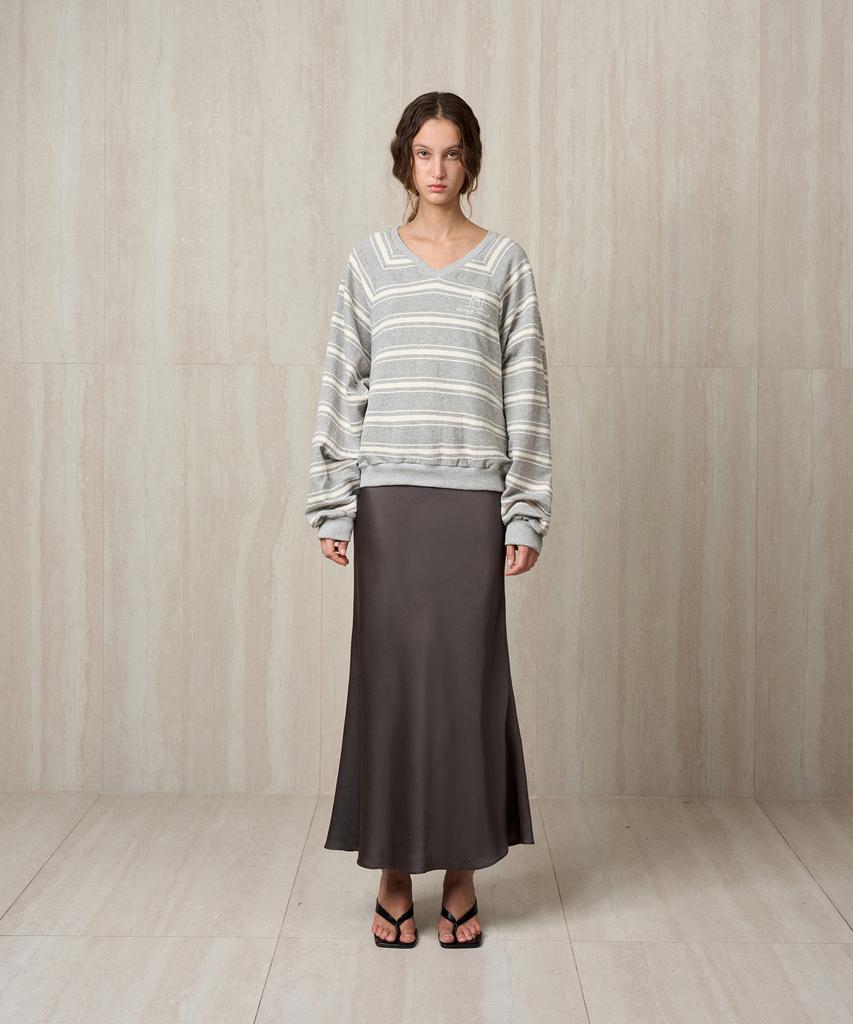 RE RHEE Striped Knit Pullover Gray