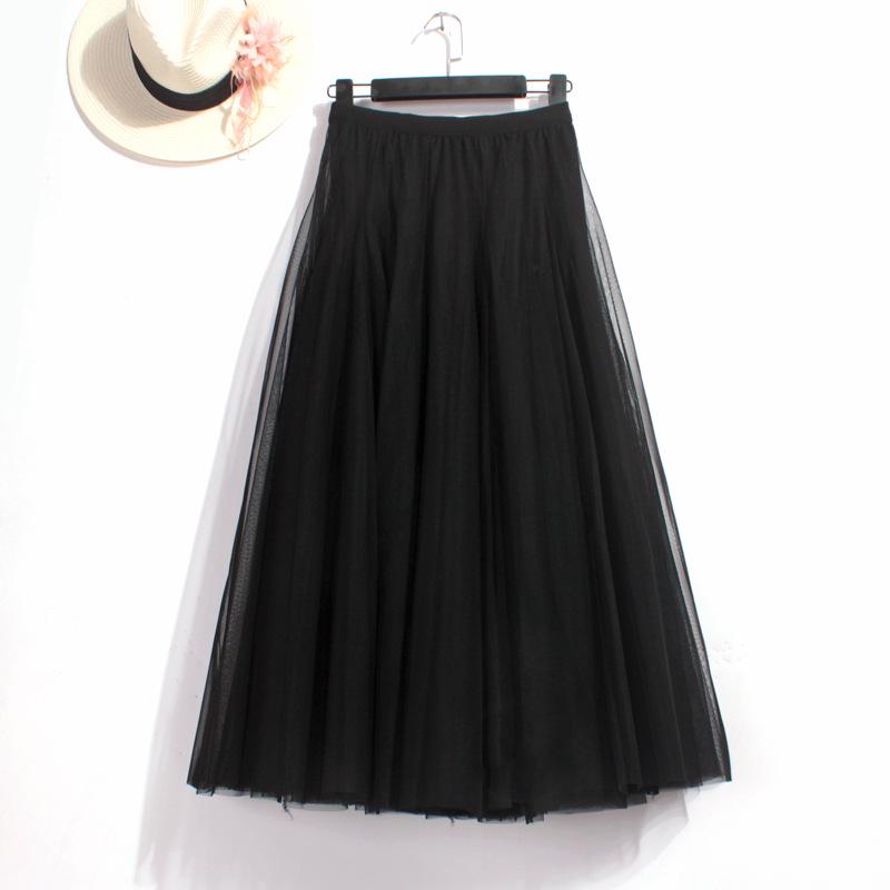 Women's High-End Mesh Pleated Midi Skirt - Summer Slimming Big Swing Tulle Skirt