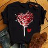 Summer Female T-shirt Funny Flower Bicycle Women's Fashion Top Women's Fashion Round Neck Black Short-sleeved Tshirts