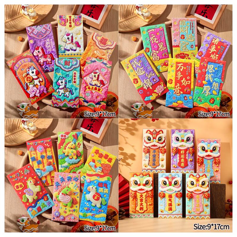 6Pcs Horse New Year Red Envelopes The Year Of Horse Spring Festival Red Pockets Chinese New Year Decorations  Hongbao