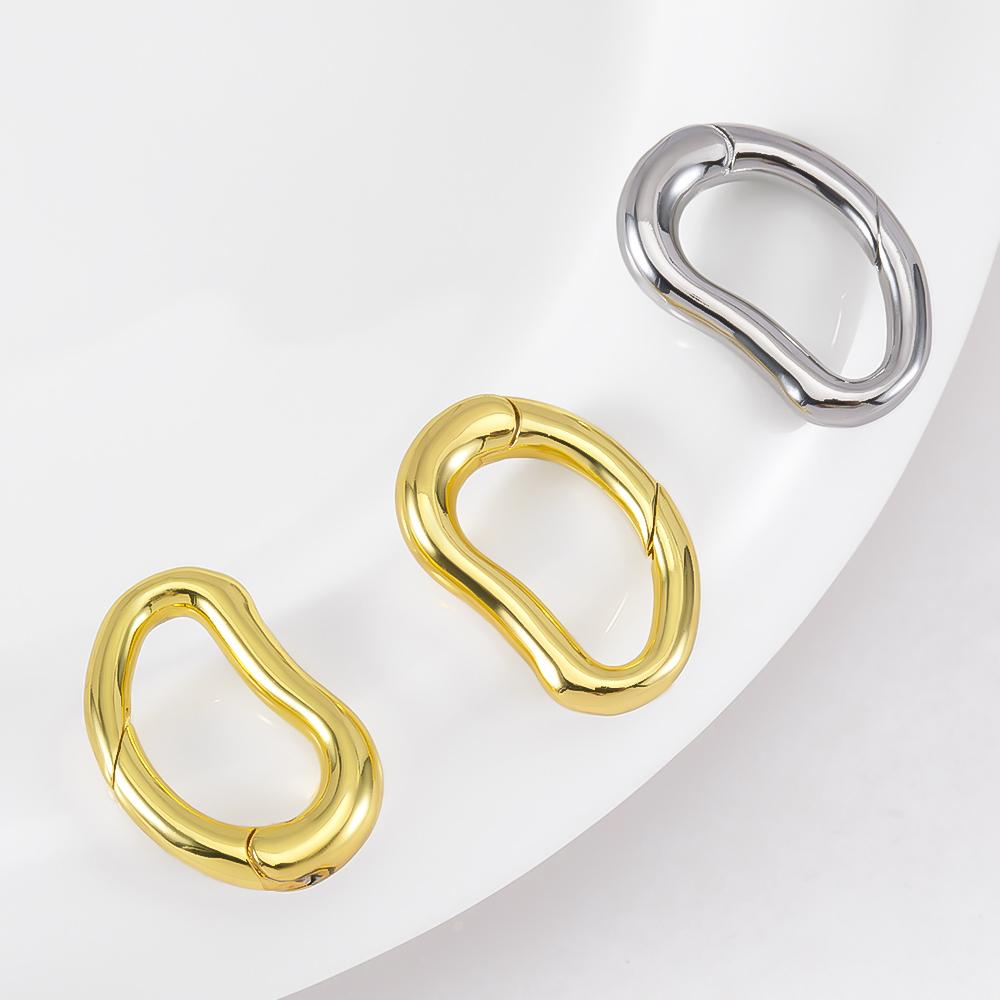 18K Plated D-Ring Pea-shaped Spring Clasp for Bracelet Making Brass Buckle Clasp Carabiner Locks for Jewelry Making Accessories