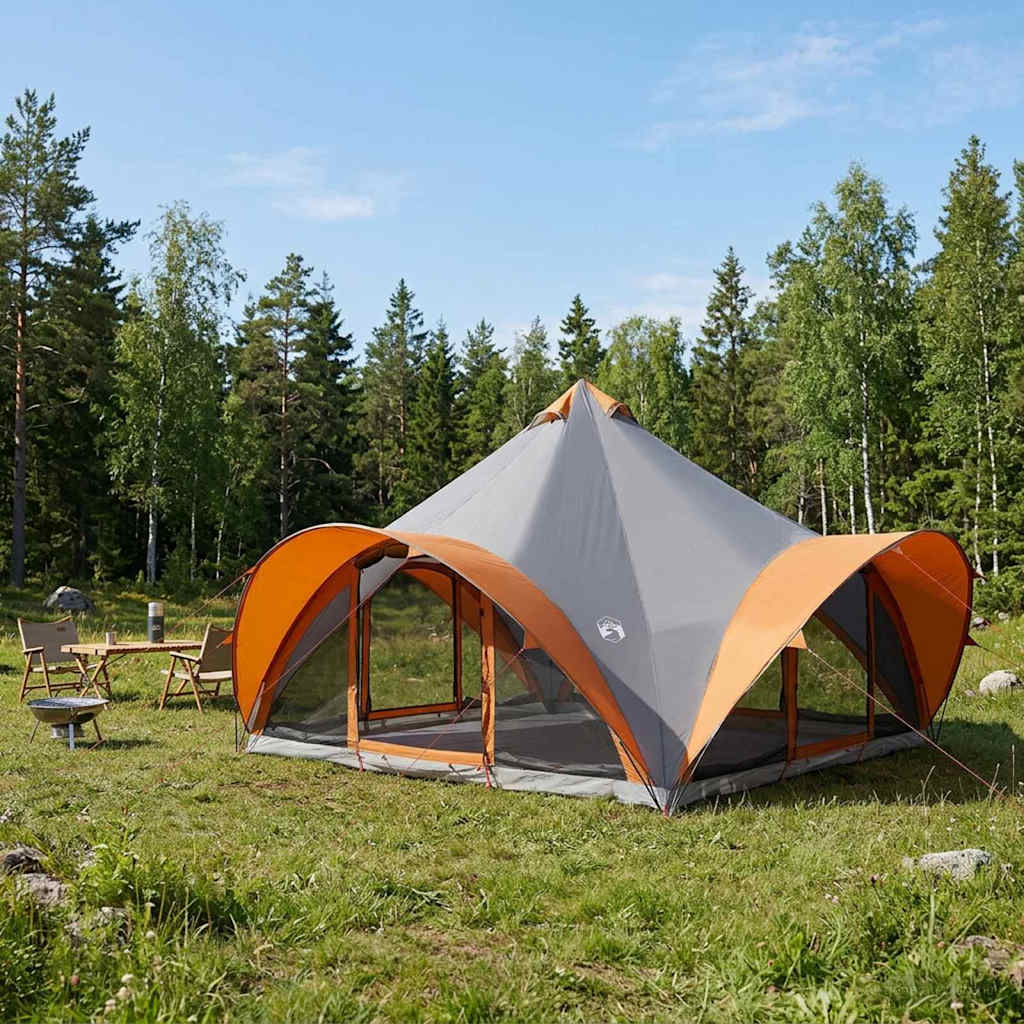 Tipi Tent Gray and Orange 18 Person Polyester and Steel