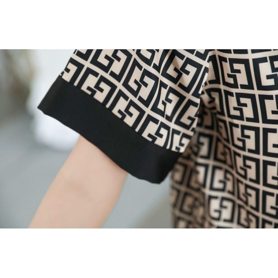 Женский пижамный комплект, роскошные кривые принты, одежда для сна с v-образным вырезом, короткая повседневная домашняя одежда из искусственного шелка, 2 шт., ночная рубашка Femme