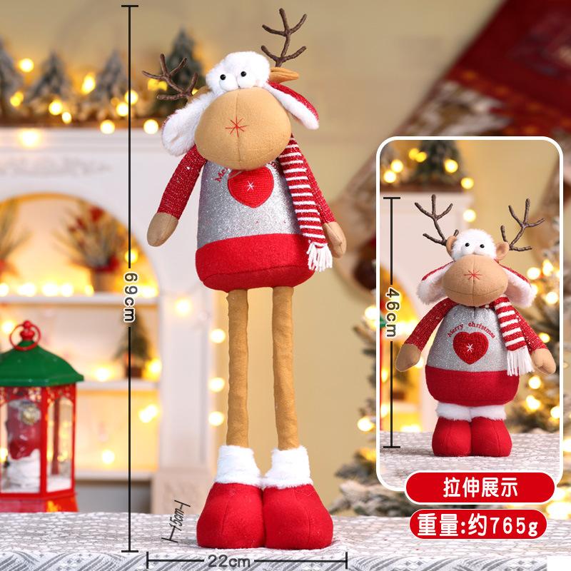 Рождественская выдвижная кукла в красную полоску, Рождественская выдвижная кукла в виде старика, снеговика, лося, с ногами, настольное украшение
