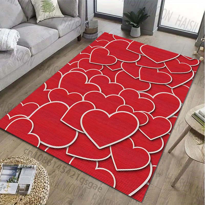 Ковер с принтом красного сердца для гостиной, спальни, прикроватной зоны, ванной комнаты, напольный коврик, ковер в зону, коврик для дивана, домашний декор, роскошный подарок
