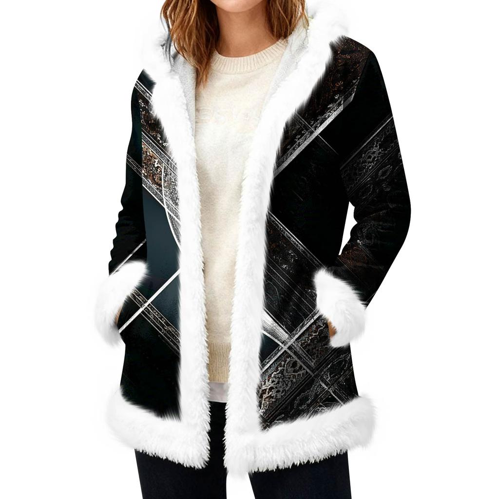 Женский повседневный флисовый кардиган с капюшоном и карманами, теплая верхняя одежда