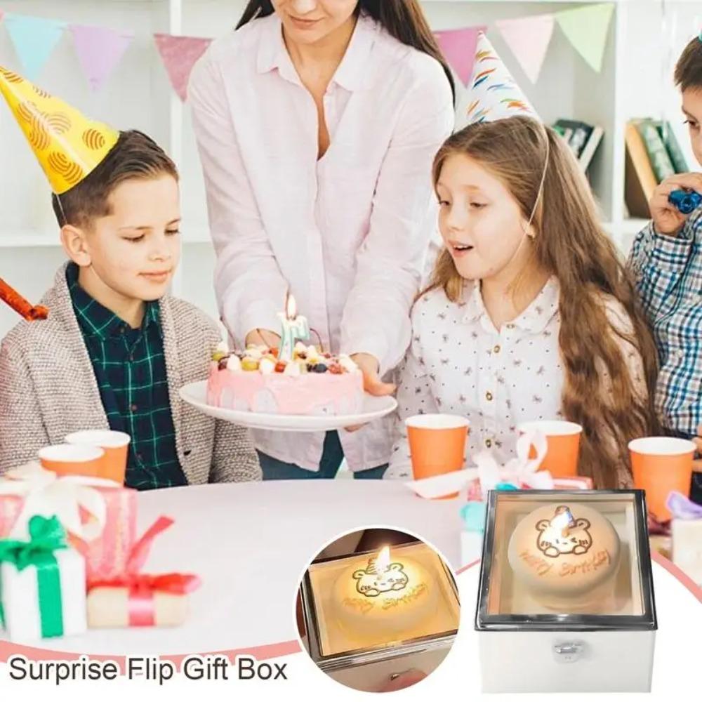 Ring Display Bear Flip Ring Box Valentine Birthday Gift Packaging Box  for Lover