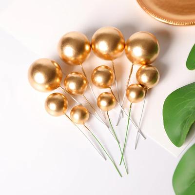 20 шт. Металлический шар для торта, креативный декор для торта своими руками на свадьбу, день рождения, украшения, золотой, серебряный, синий, розовый, кекс, топпер