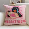 Cute PPinguS Cushion Cover Breathable and skinfriendly linen pillowcase square removable and washable cushion