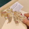 Retro National Style High-End Phoenix White Natural Freshwater Pearl Brooch Guochao Copper Plated Micro-Inlaid Zircon Brooch