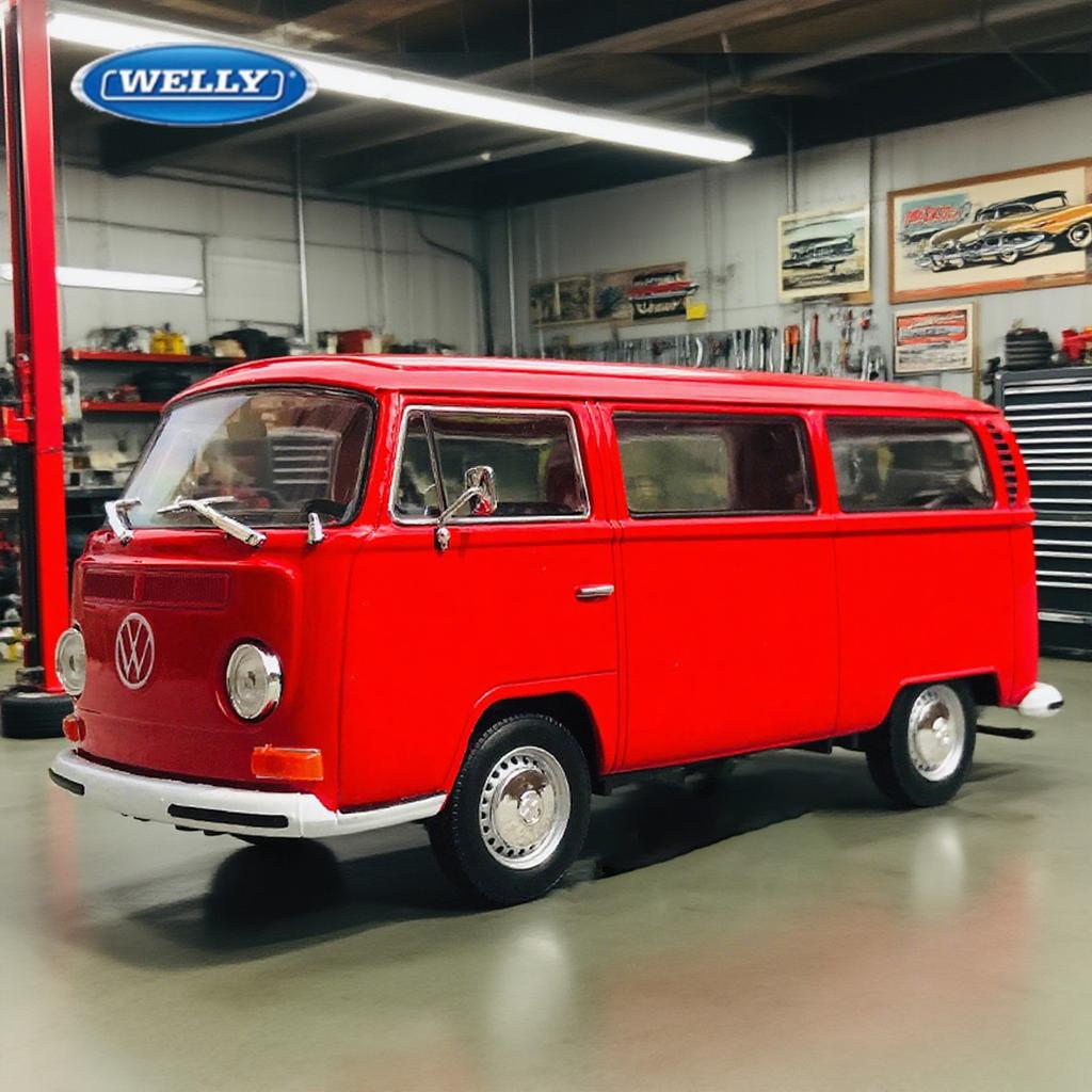 WHAQY1 WELLY 1:24 Volkswagen VW T2 T1 BUS Alloy Car Diecasts & Toy Vehicles Car Model Miniature Scale Model Car Toy For Children