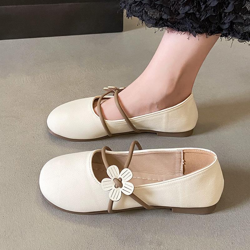 Туфли Мэри Джейн на толстом каблуке женские 2025 лето новая верхняя одежда с открытым мыском мягкая подошва модная обувь