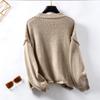 Solid Colour Pullover Women's Plus Size Sweater Autumn and Winter Loose Round Neck Reverse Lantern Sleeve Sweater