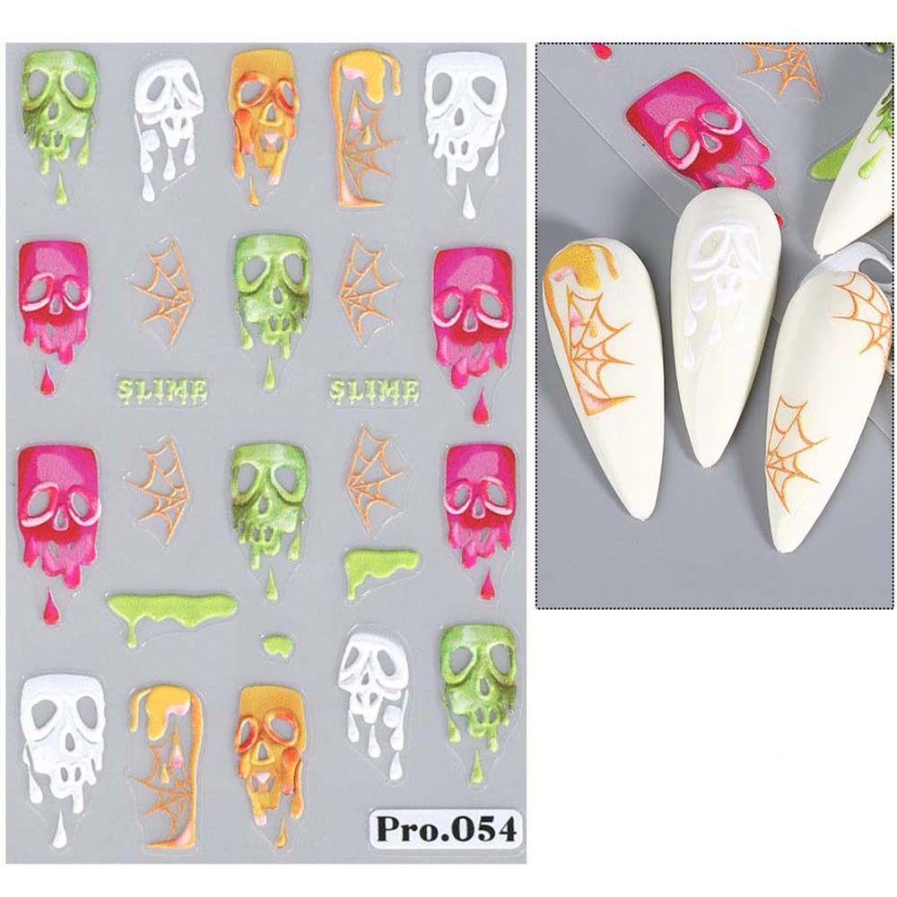 Наклейки на ногти в виде тыквы на Хэллоуин, узор в виде черепа-призрака, наклейки на ногти на Хэллоуин, красочный маникюрный салон