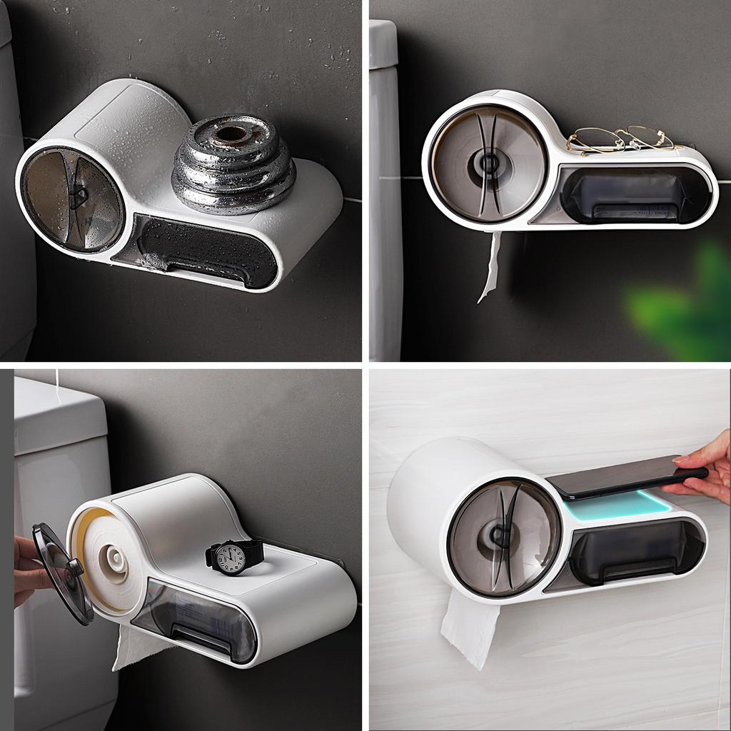 Bathroom Toilet Paper Tissue Box Creative Waterproof Paper Storage Box Phone Holder