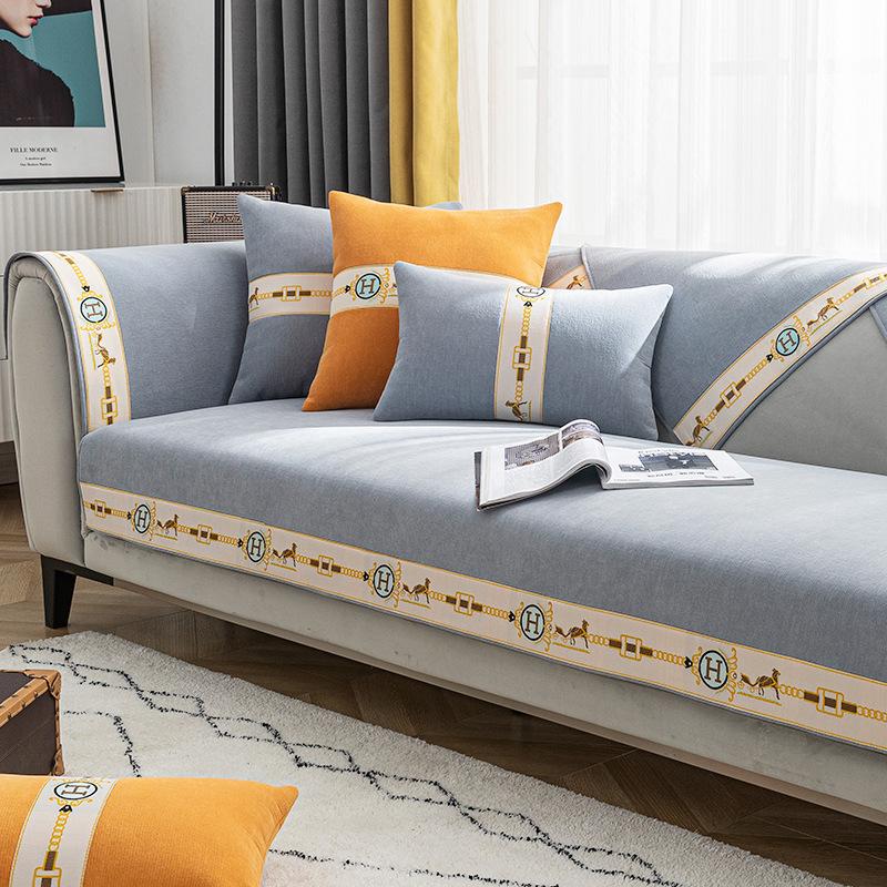 Легкий роскошный стиль, новый чехол для дивана из синельной кожи, универсальный нескользящий чехол для четырех сезонов, простой современный летний