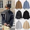 Autumn and Winter Fashion Women's Fashion Solid Color Wool Jacket Thickened Loose Tassel Jacket with Scarf