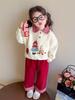 Girls' Cartoon Two-Piece Sweatshirt Set - 2025 Spring/Autumn Fashion, Fake Layered Style Casual Outfit