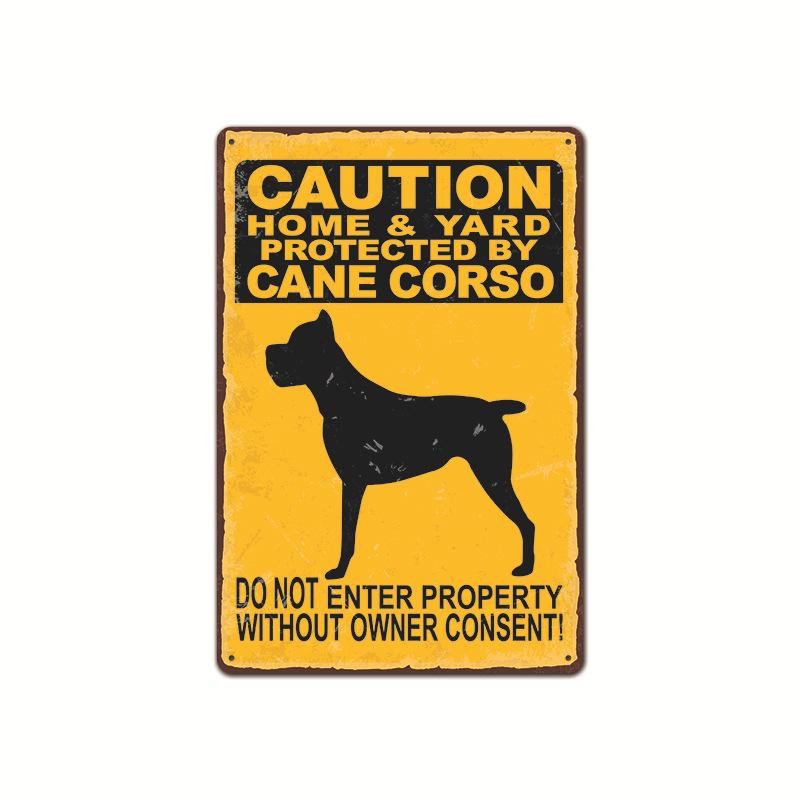 Vintage Tin Art of Courtyard Dog: Garden No - Entry Warning Sign for Home Decoration