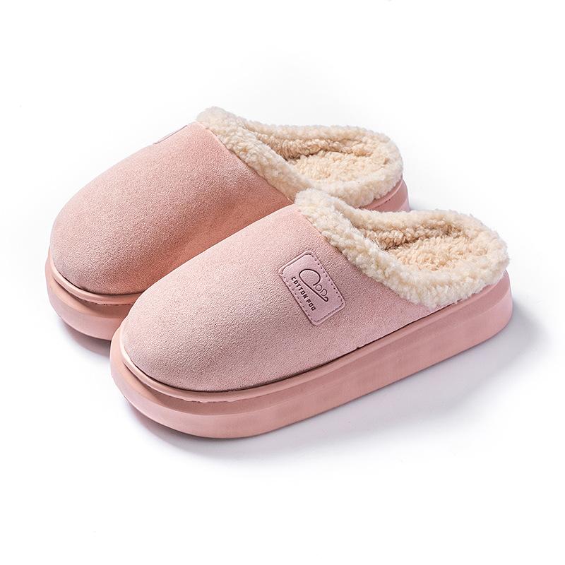 Хлопковые тапочки теплые осенью и зимой толстая подошва нескользящие парные утолщенные плюшевые для тепла ног удобные зимние тапочки