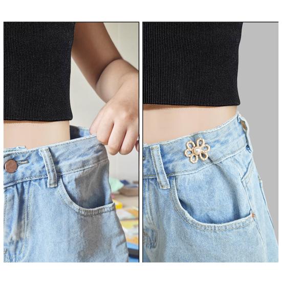 Yousheng 4 шт. Пуговицы для джинсов с цветком, Утягиватель талии брюк, Съемные декоративные пряжки для талии, Регулируемые зажимы для брюк без шитья для свободных джинсов