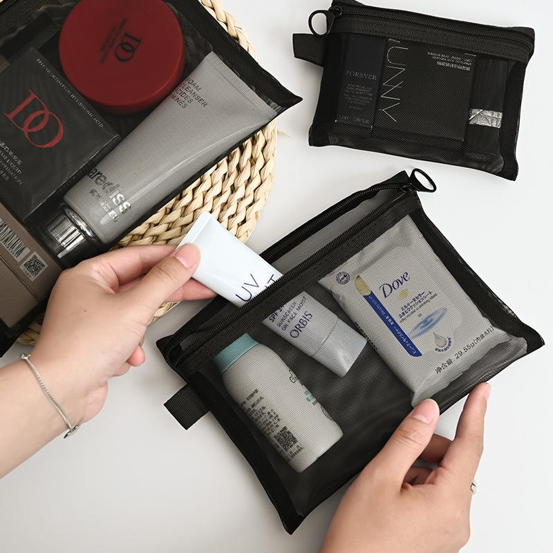 Прозрачная сетчатая косметичка: Вместительная портативная дорожная косметичка для помады и туалетных принадлежностей