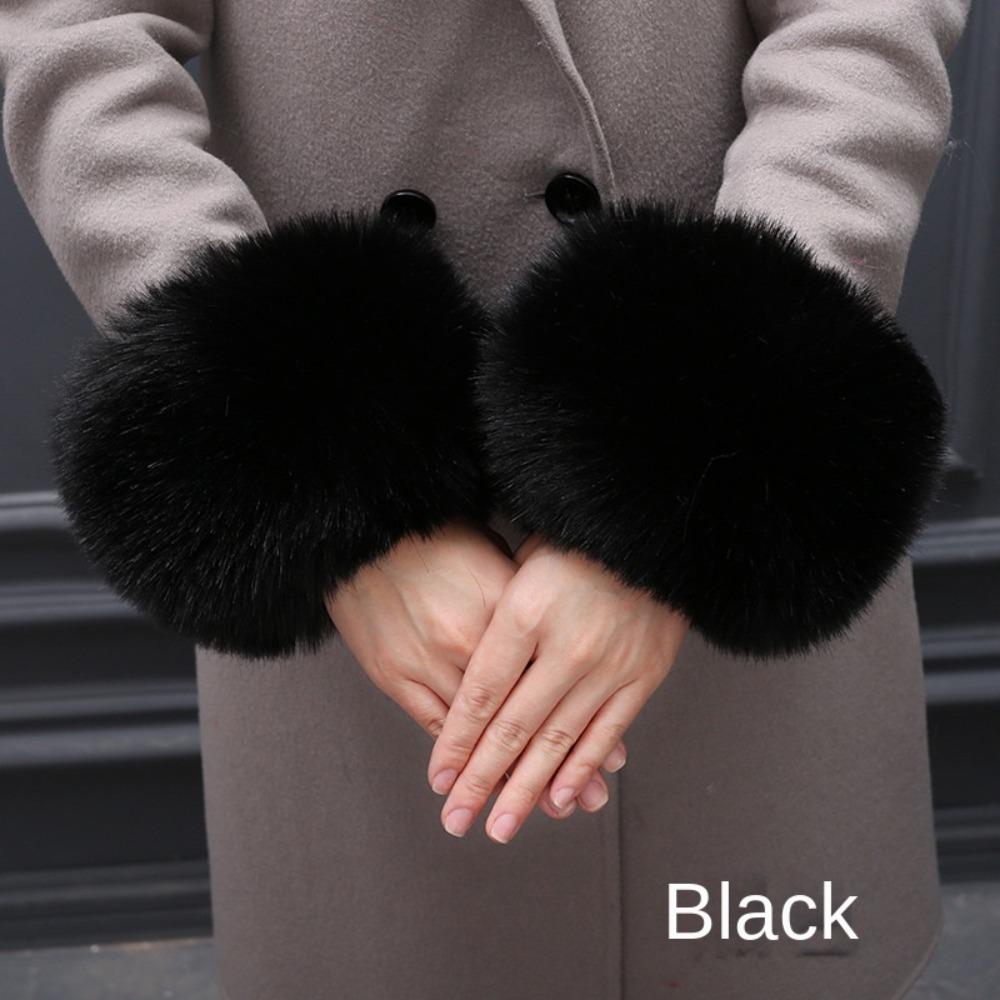 Band Gloves Women Plush Cuff Oversleeve Hand Wrist Warmer Cuff Winter Sleeves Windproof Gloves