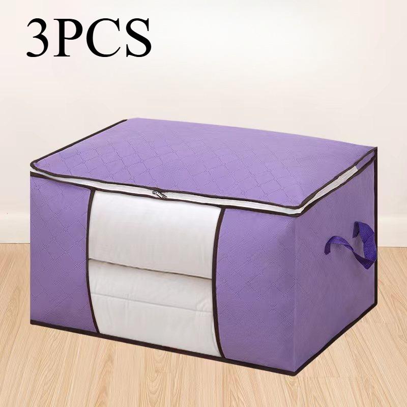 3pcs Large Storage Bag, Foldable Clothes Storage Box, Camping Sleeping Bag Storage Bag with Zipper and Lid,Suitable for Clothes