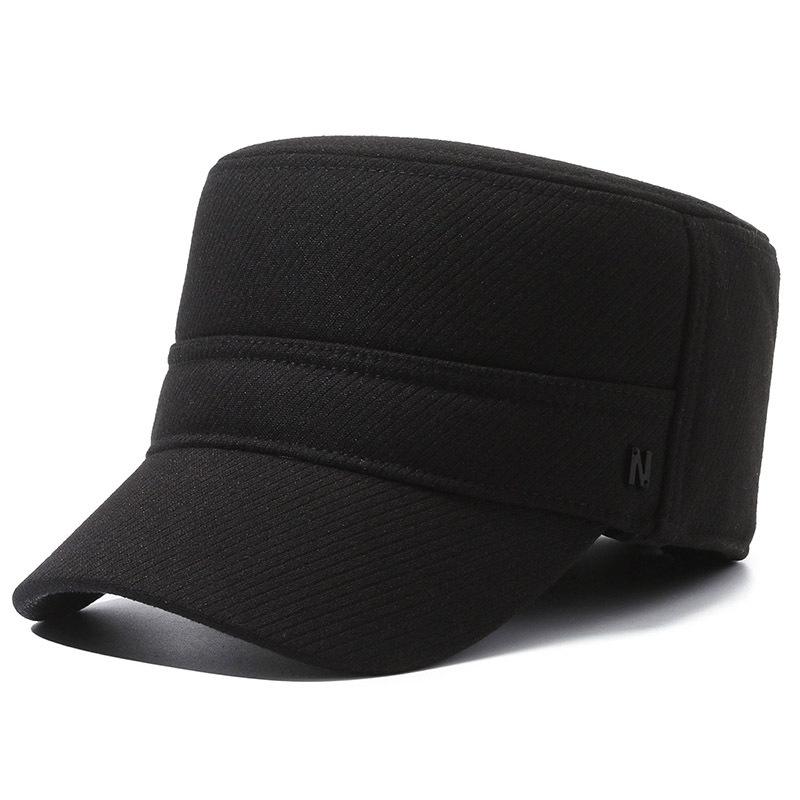 Мужская зимняя плоская кепка, бархатная толстая кепка, шерстяная хлопковая кепка, теплая кепка для защиты ушей для людей среднего и пожилого возраста