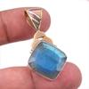 Natural Labradorite 925 Solid Sterling Silver Jewelry TwoTone Pendant 1.50" T6e05