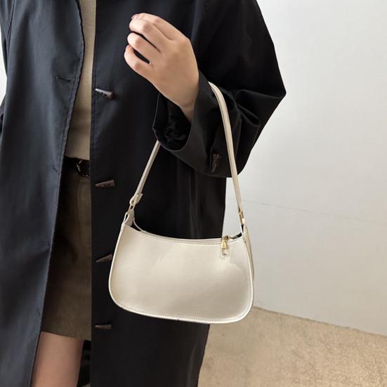 Women Retro Shoulder Bag Faux Leather Underarm Bag Purse Classic Tote Handbag with Zipper Closure for Street Party Work