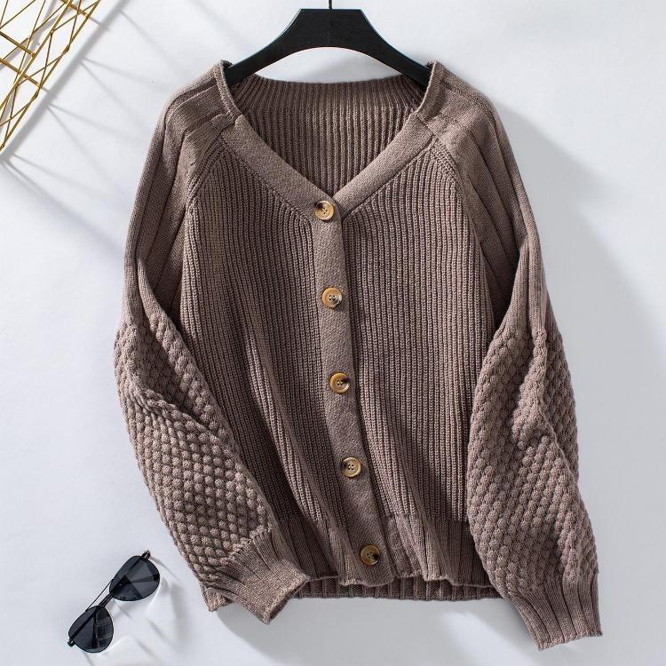 Women Casual Soft Cable Knit Long Sleeve Open Front Solid Button Sweaters Cardigans Lightweight Winter Fall Outwear