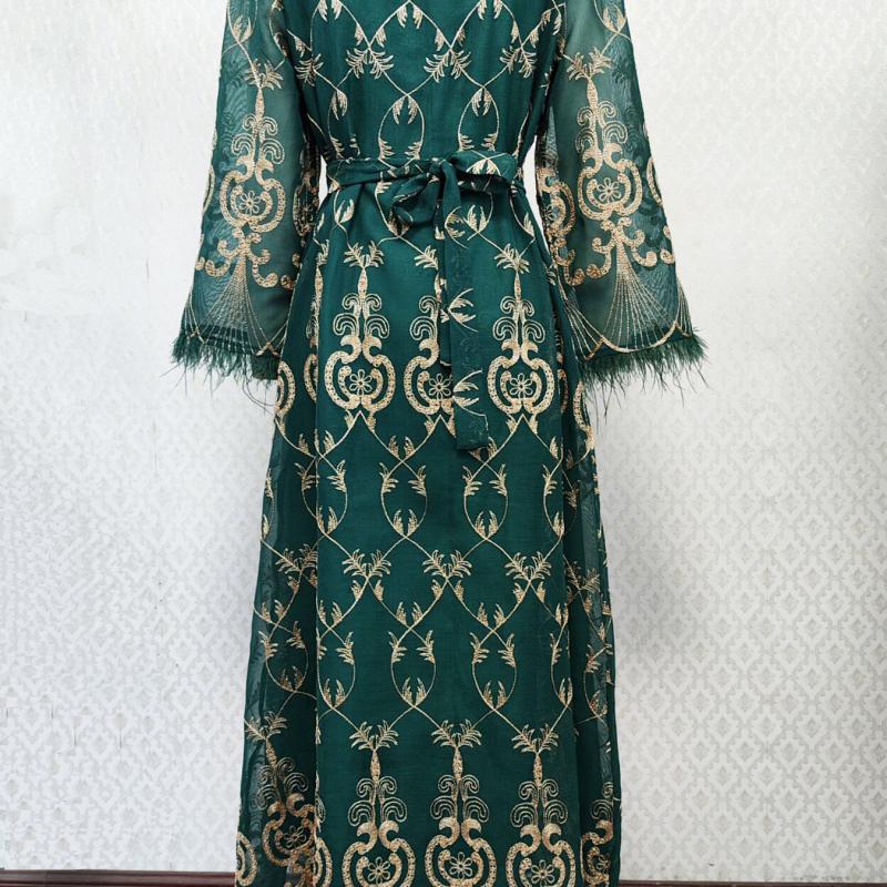 Арабский вышитый стикер платье мусульманский банкетный халат