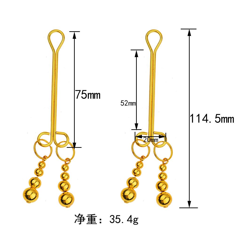 Взрослые секс-игрушки V Clip Golden Ancient Bell Golden Column Mei Mei Clip Metal Nipple Stimulation Toys SM