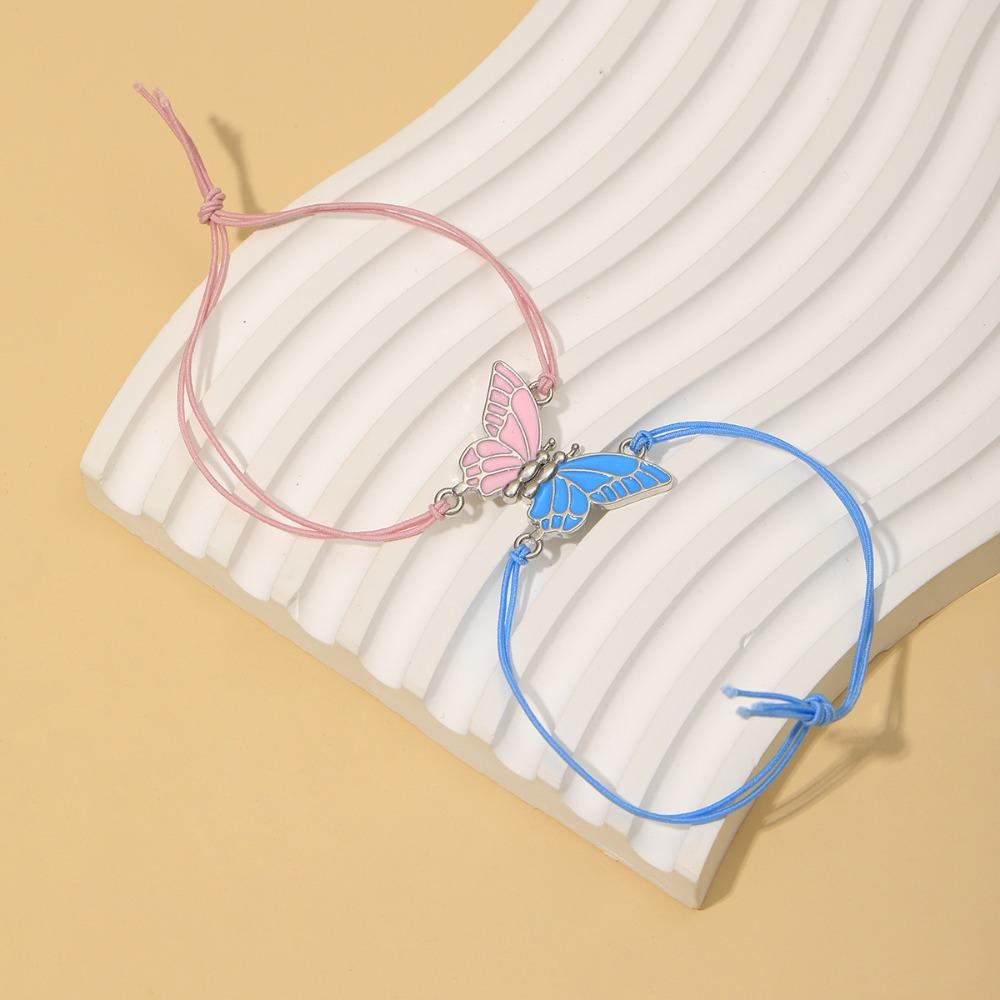 2 шт./набор Классический браслет-бенгл с подвеской-бабочкой Креативный браслет на эластичной веревке Лучшие друзья