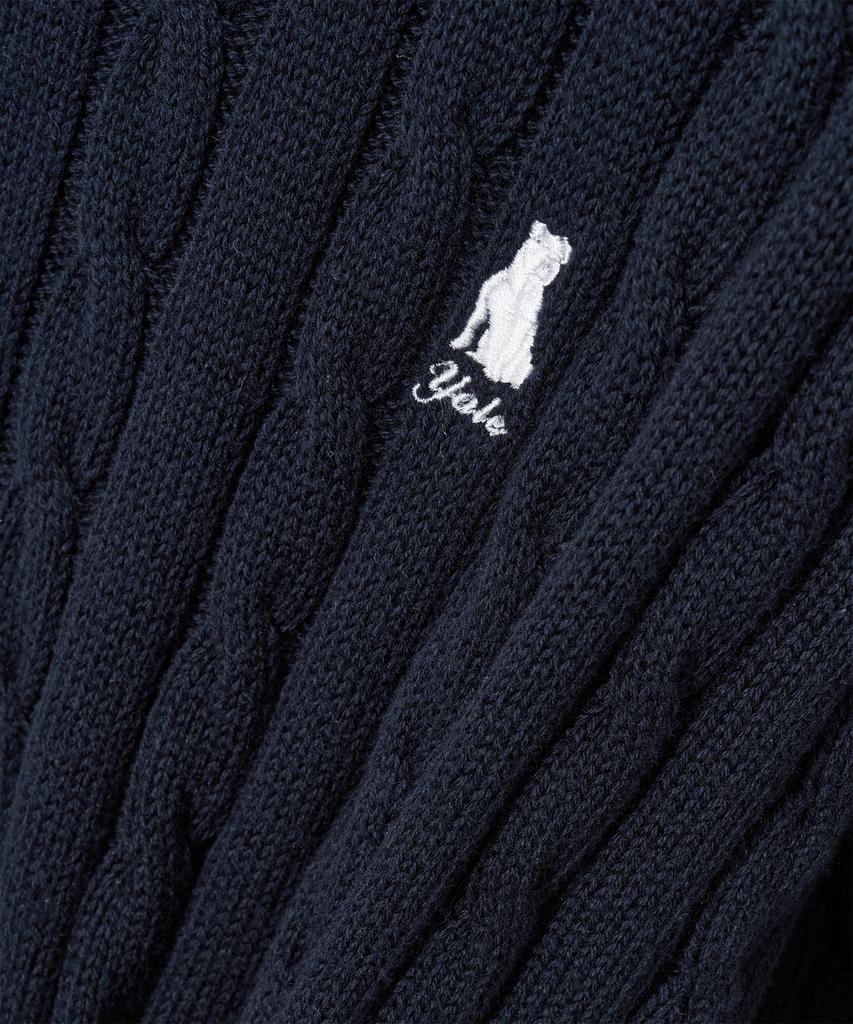 YALE Cable Knit Zip-Up Hoodie_Navy
