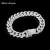 12mm Width Diamond Luxury Shiny Bracelet Hip Hop Link Chain Inlaid Rhinestone
