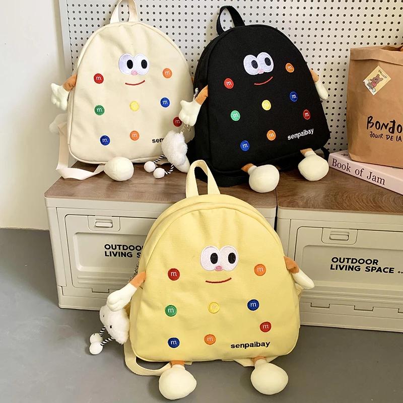 Модный детский рюкзак из холщовой ткани с рисунком из мультфильма, повседневная нишевая сумка, красивая и элегантная