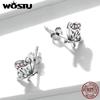 WOSTU Сверкающее серебро 925 пробы, сверкающие нежные серьги-гвоздики с бабочкой и цирконом для женщин, модные вечерние ювелирные изделия, подарок