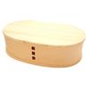 Bento with Divider Bean-shaped Box, One-tier, (plain Wood, 350ml)