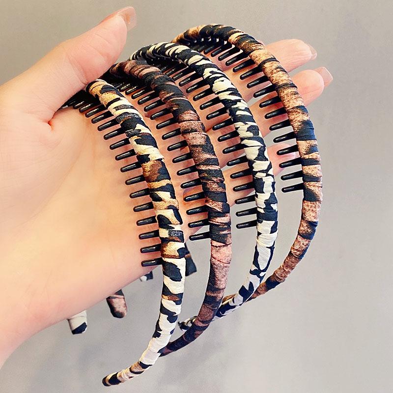 Новые Женские Элегантные Принты Леопардовые Зубчатые Винтажные Повязки для Волос Челка Пушащиеся Волосы Финишная Отделка Умывание Повязка на Голову Модные Аксессуары для Волос