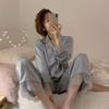 Pijamas Women Nightgown Spring Autumn Long Sleeve Trousers Sexy Lace Sleepwear V-neck Loose Casual Simple Thin Pajama Sets