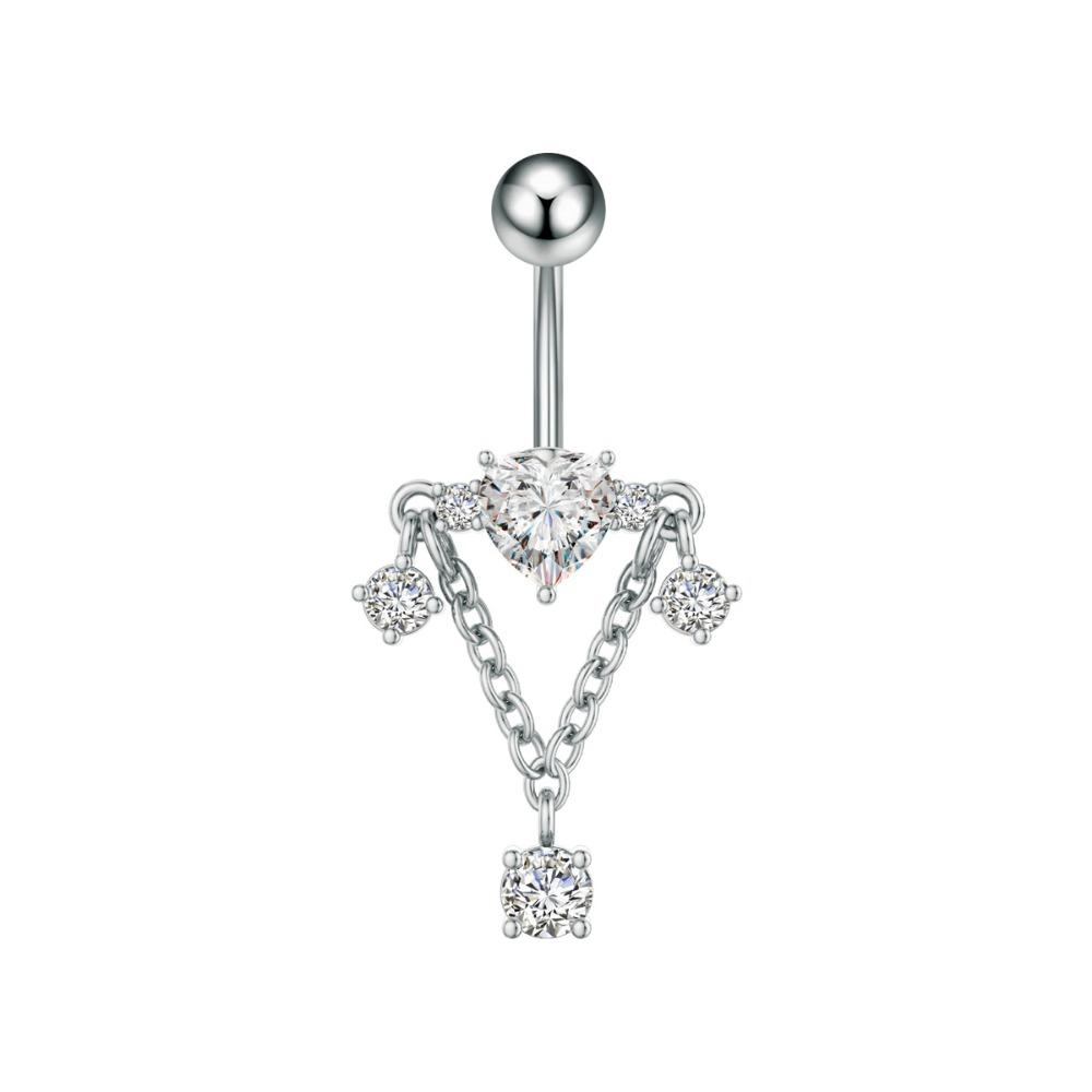 Elegant Crystal Ball Belly Button Rings Copper Shiny Body Jewelry New Gem Navel Piercing  Men