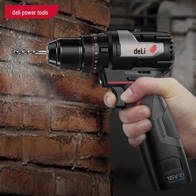 Deli 16V 10mm Cordless Brushless Impact Drill CN plug (adapter included)