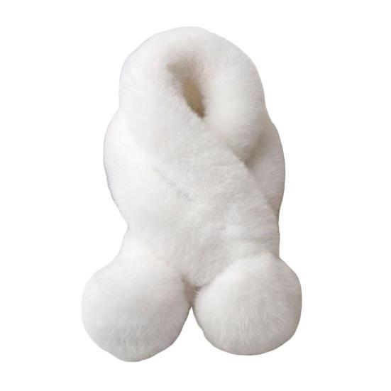 Women Winter Scarf with Wool Ball Decoration Solid Color Thickened Plush Warm Scarf Winter Outfits Accessories